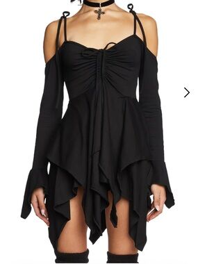 Current Mood Black F is for fairies Dres XL NWT